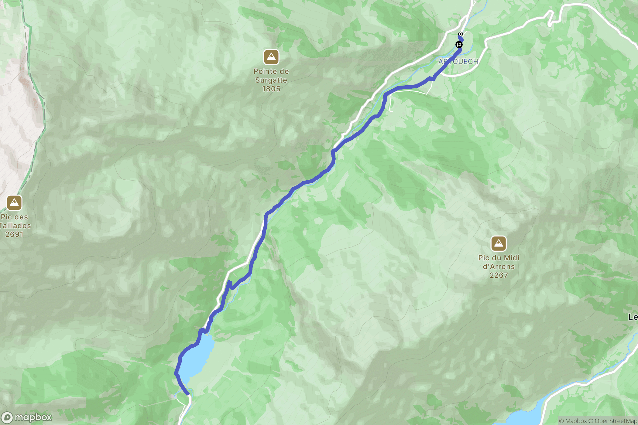 Arrens-Marsous : carte du parcours de randonnée - France