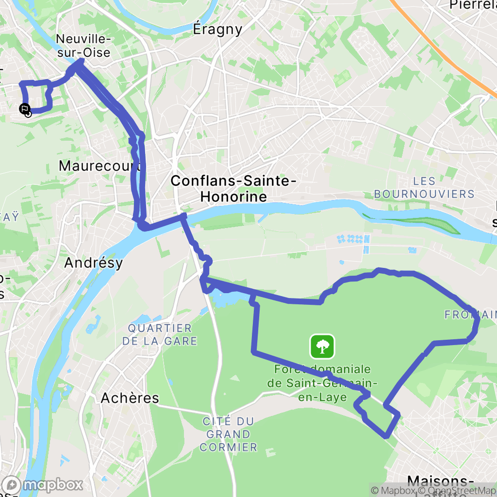 Jouy-le-Moutier : carte du parcours de randonnée - France