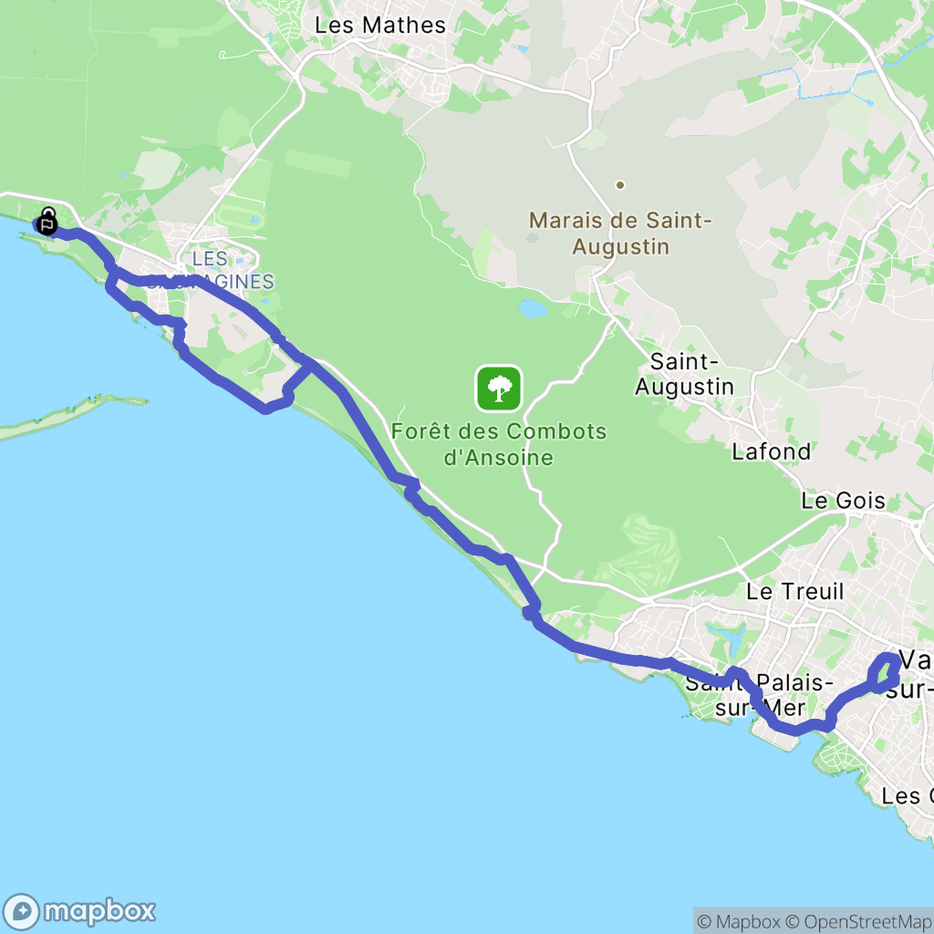 Les Mathes : carte du parcours de randonnée - France