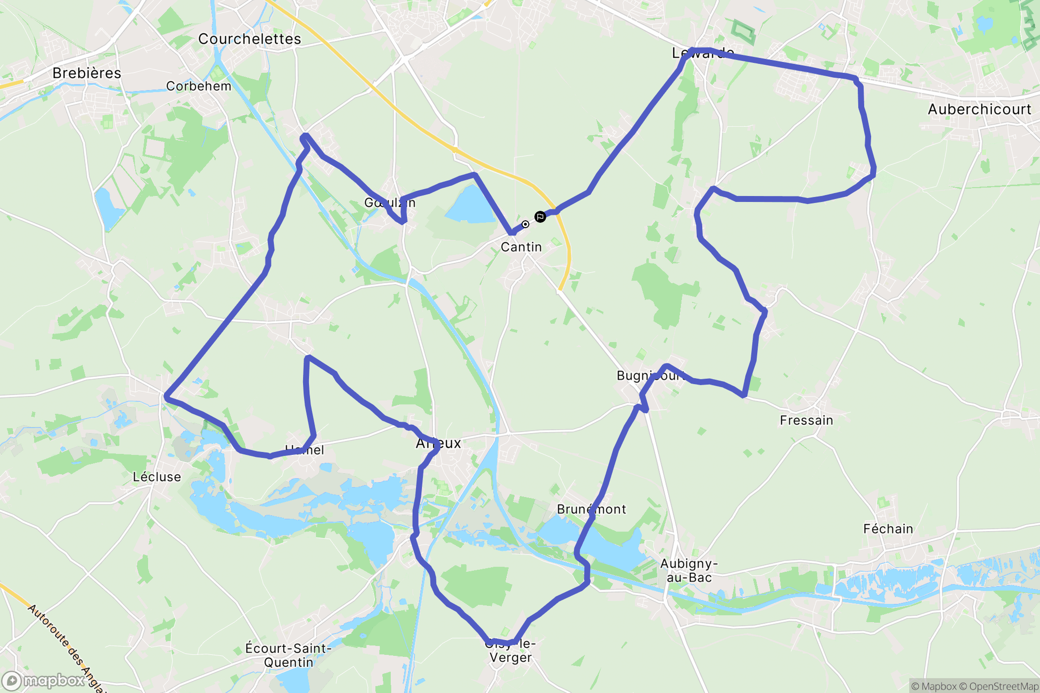Cantin : carte du parcours de randonnée - France