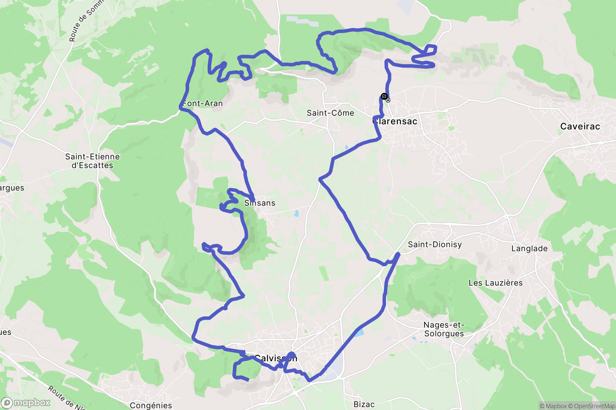 Clarensac : carte du parcours de randonnée - France