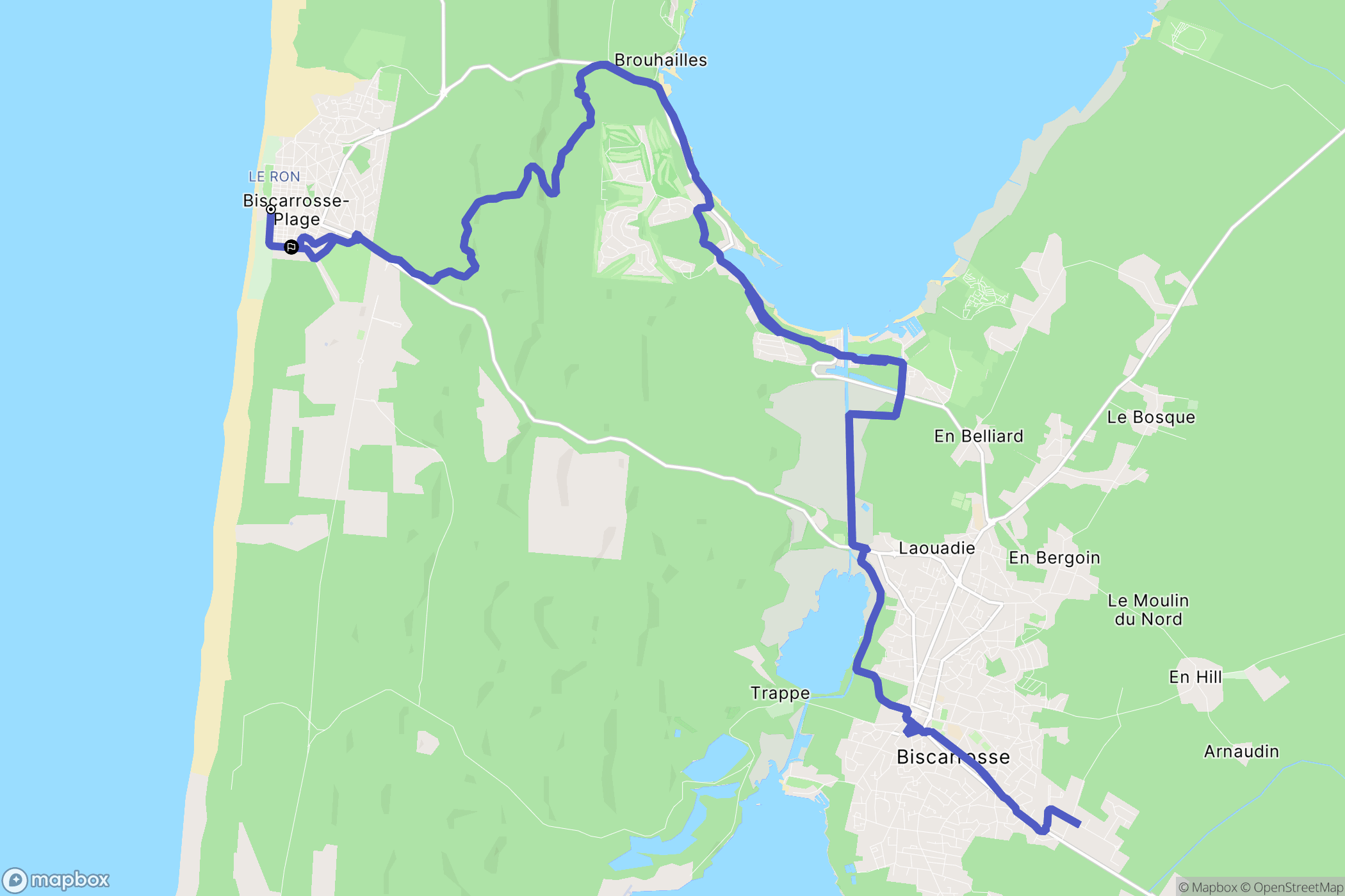 Biscarrosse : carte du parcours de randonnée - France