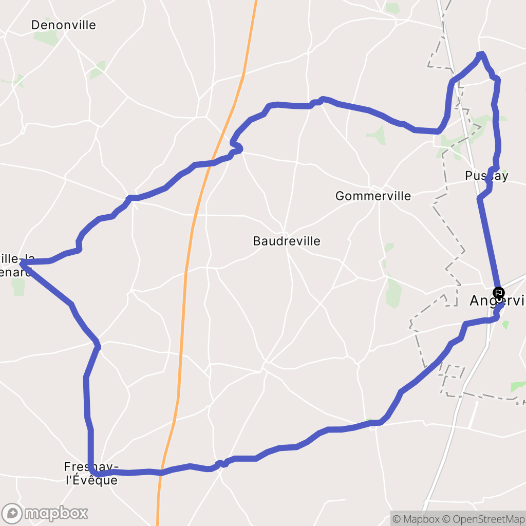 Angerville : carte du parcours de randonnée - France
