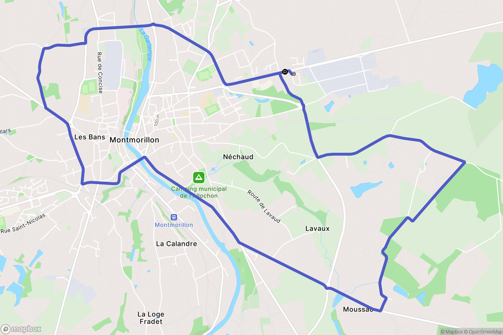Montmorillon : carte du parcours de randonnée - France