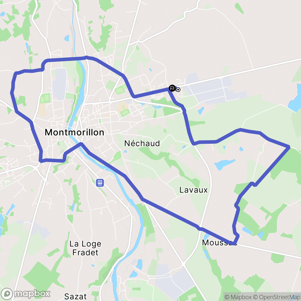 Montmorillon : carte du parcours de randonnée - France