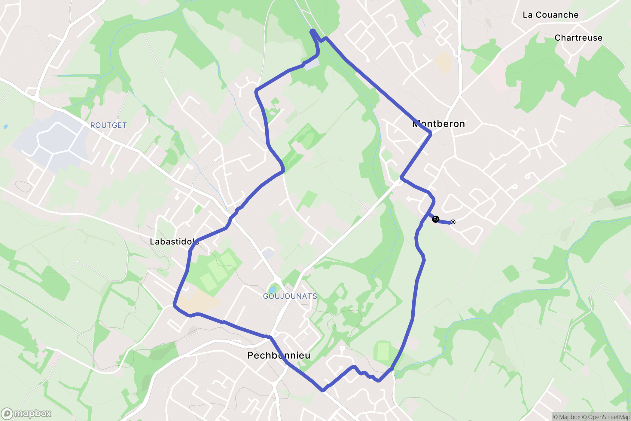 Montberon : carte du parcours de randonnée - France