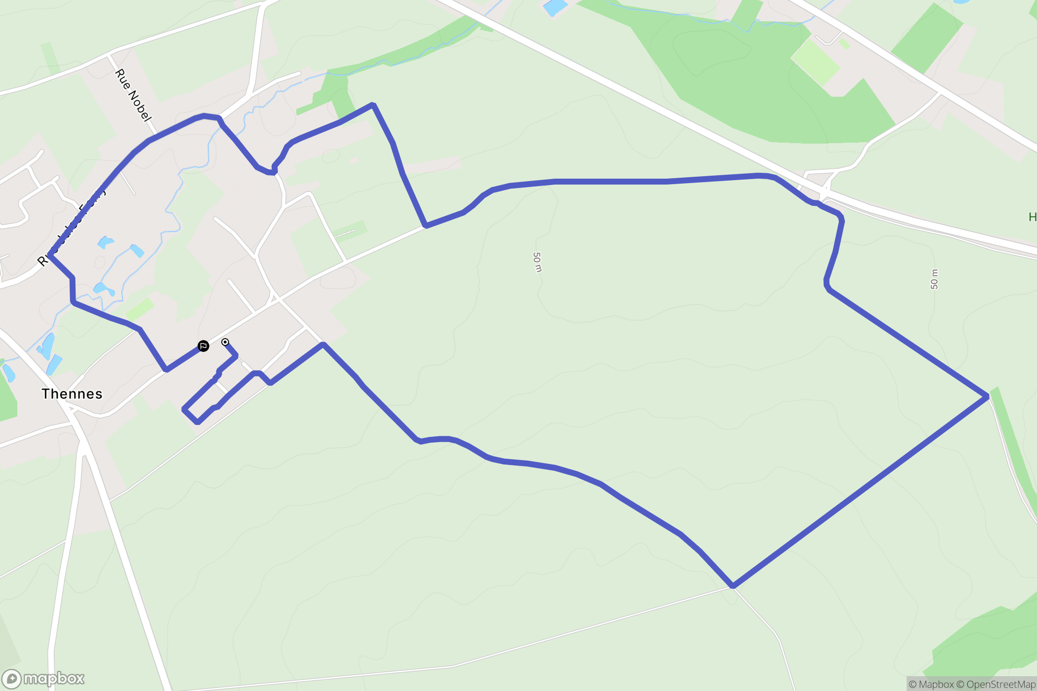 Thennes : carte du parcours de randonnée - France