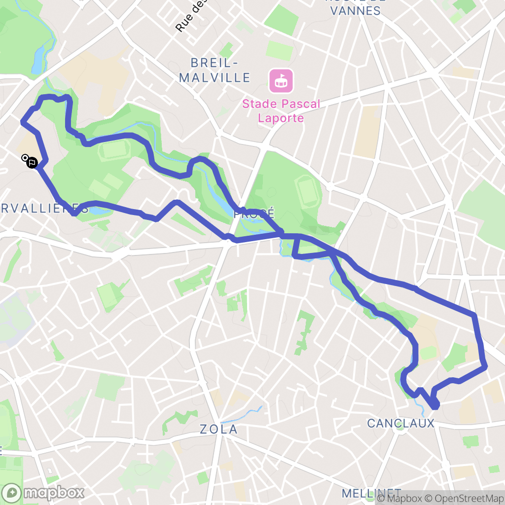 Nantes : carte du parcours de randonnée - France