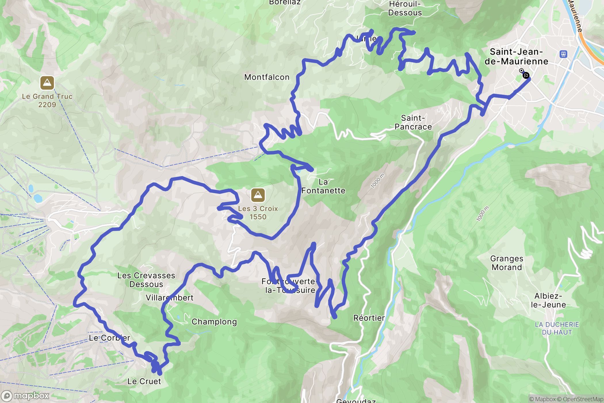 Saint-Jean-de-Maurienne : carte du parcours de randonnée - France