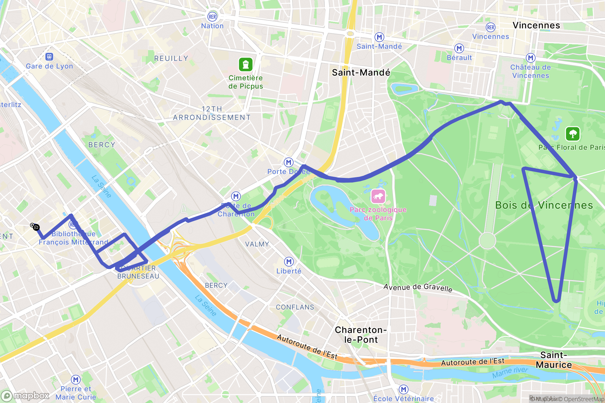 Paris : carte du parcours de randonnée - France