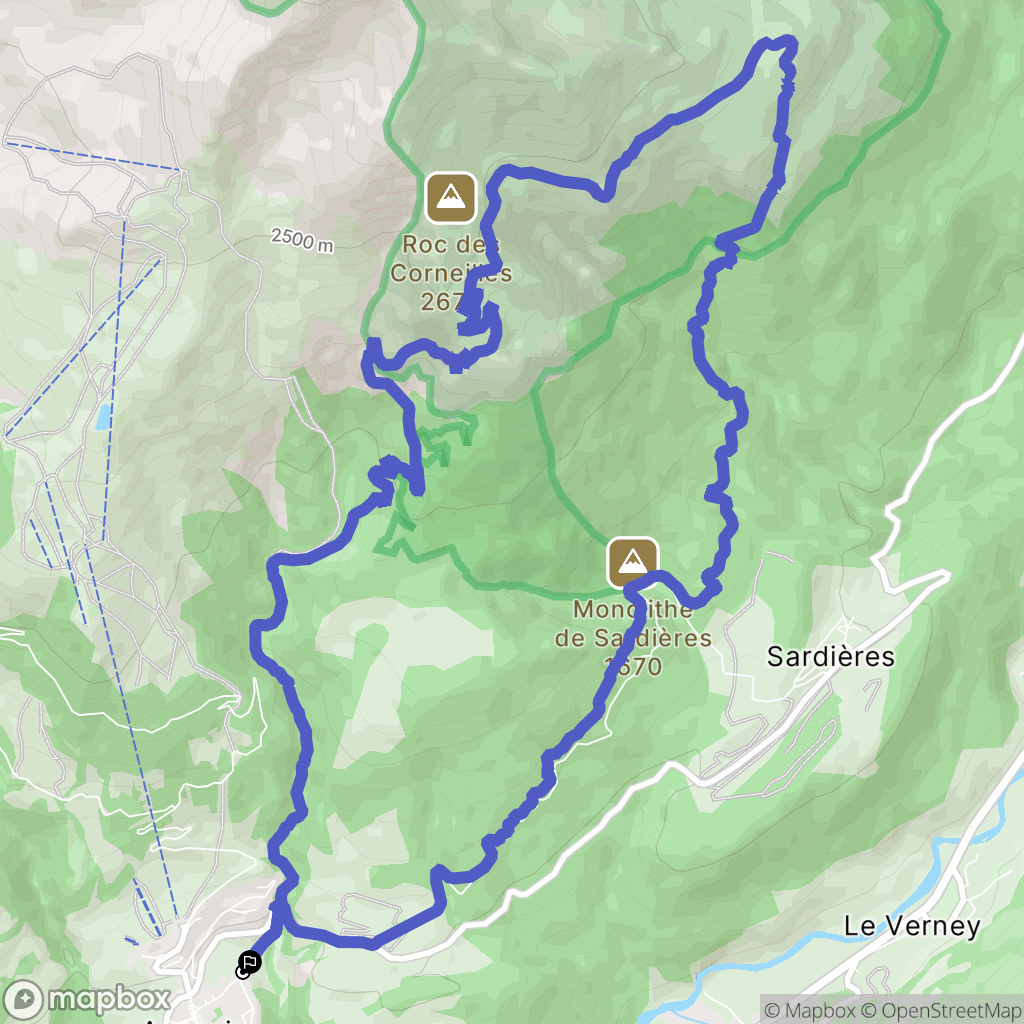 Aussois : carte du parcours de randonnée - France