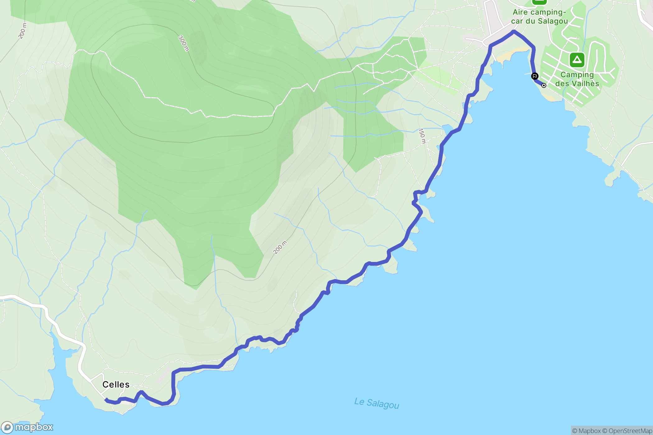 Celles : carte du parcours de randonnée - France