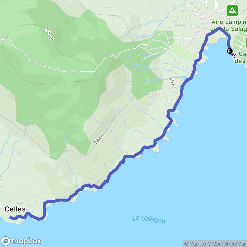 Celles : carte du parcours de randonnée - France