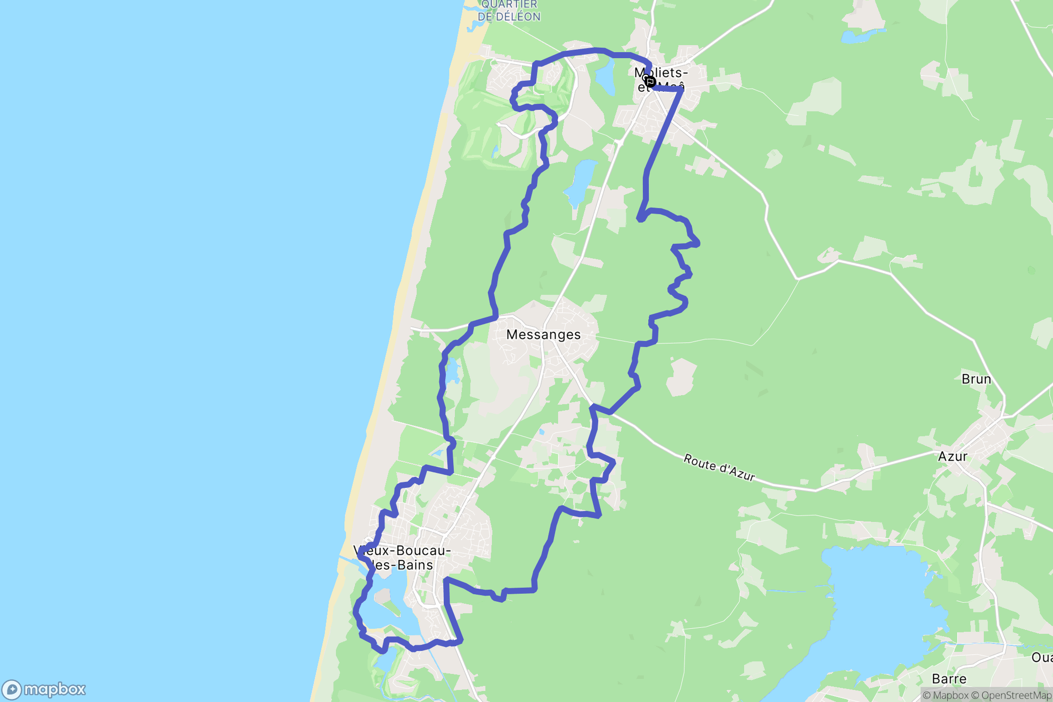 Moliets-et-Maa : carte du parcours de randonnée - France