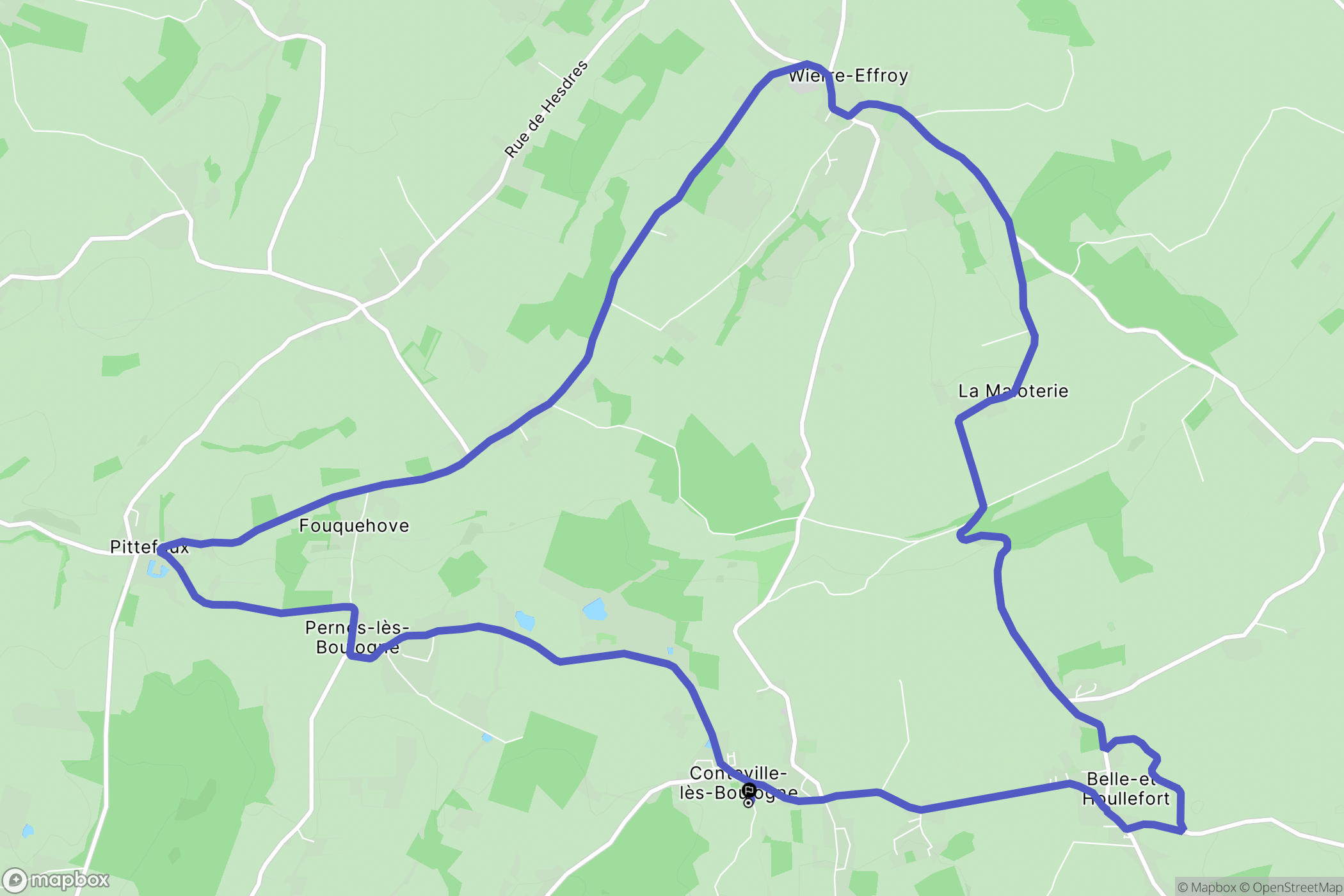 Conteville-lès-Boulogne : carte du parcours de randonnée - France
