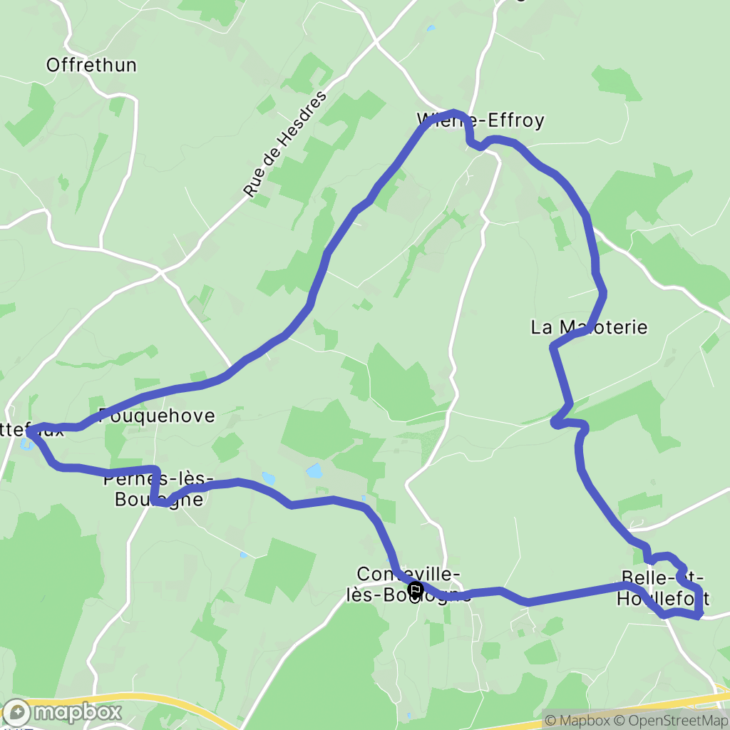 Conteville-lès-Boulogne : carte du parcours de randonnée - France