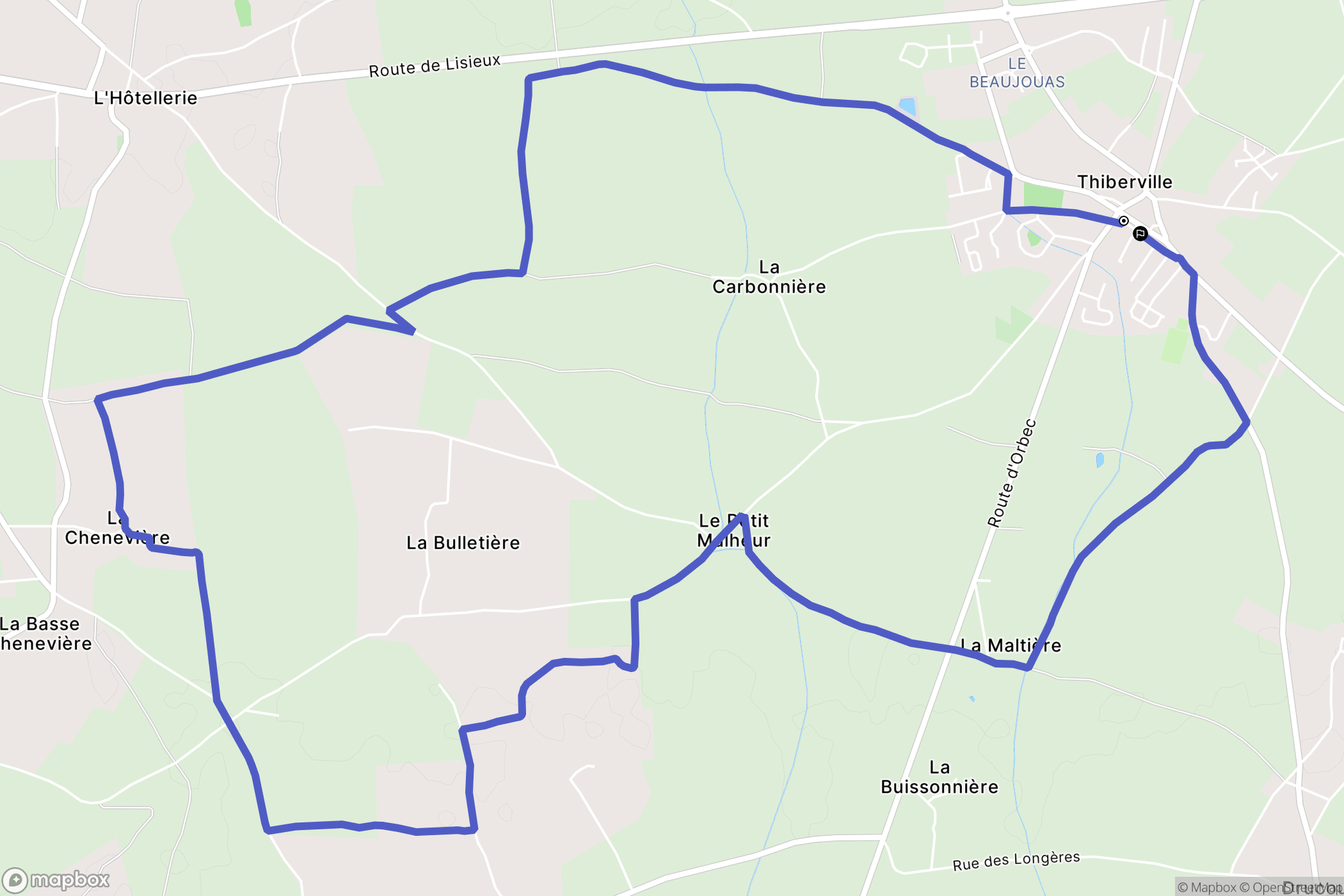 Thiberville : carte du parcours de randonnée - France