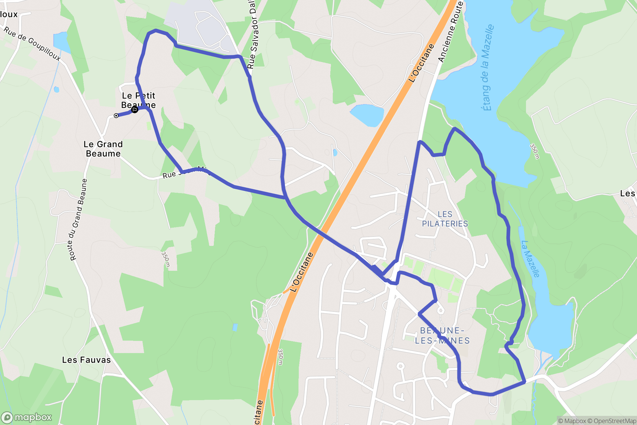 Limoges : carte du parcours de randonnée - France
