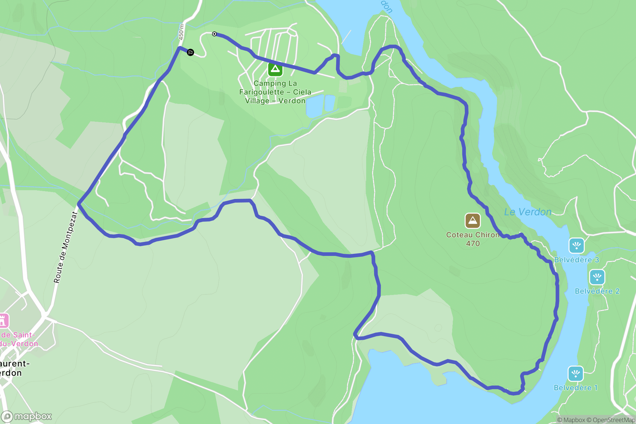 Saint-Laurent-du-Verdon : carte du parcours de randonnée - France
