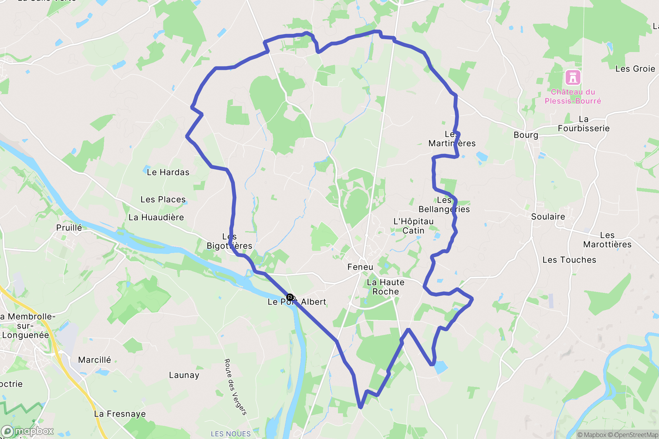 Feneu : carte du parcours de randonnée - France
