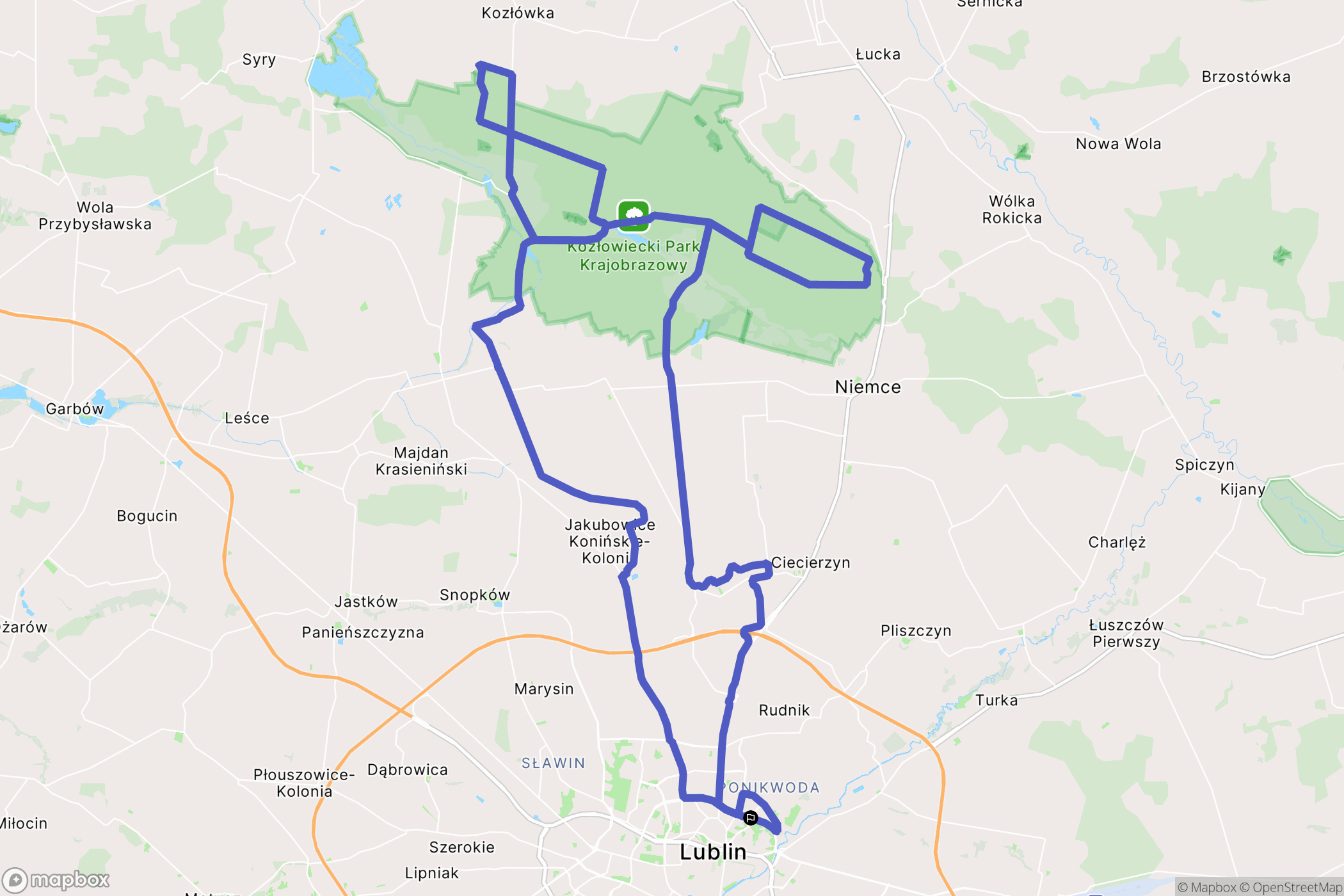Lublin: mapa trasy - Poland
