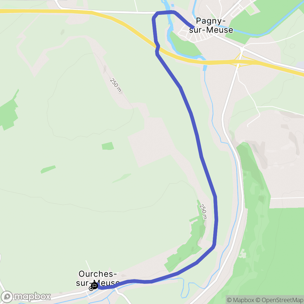 Ourches-sur-Meuse : carte du parcours de randonnée - France