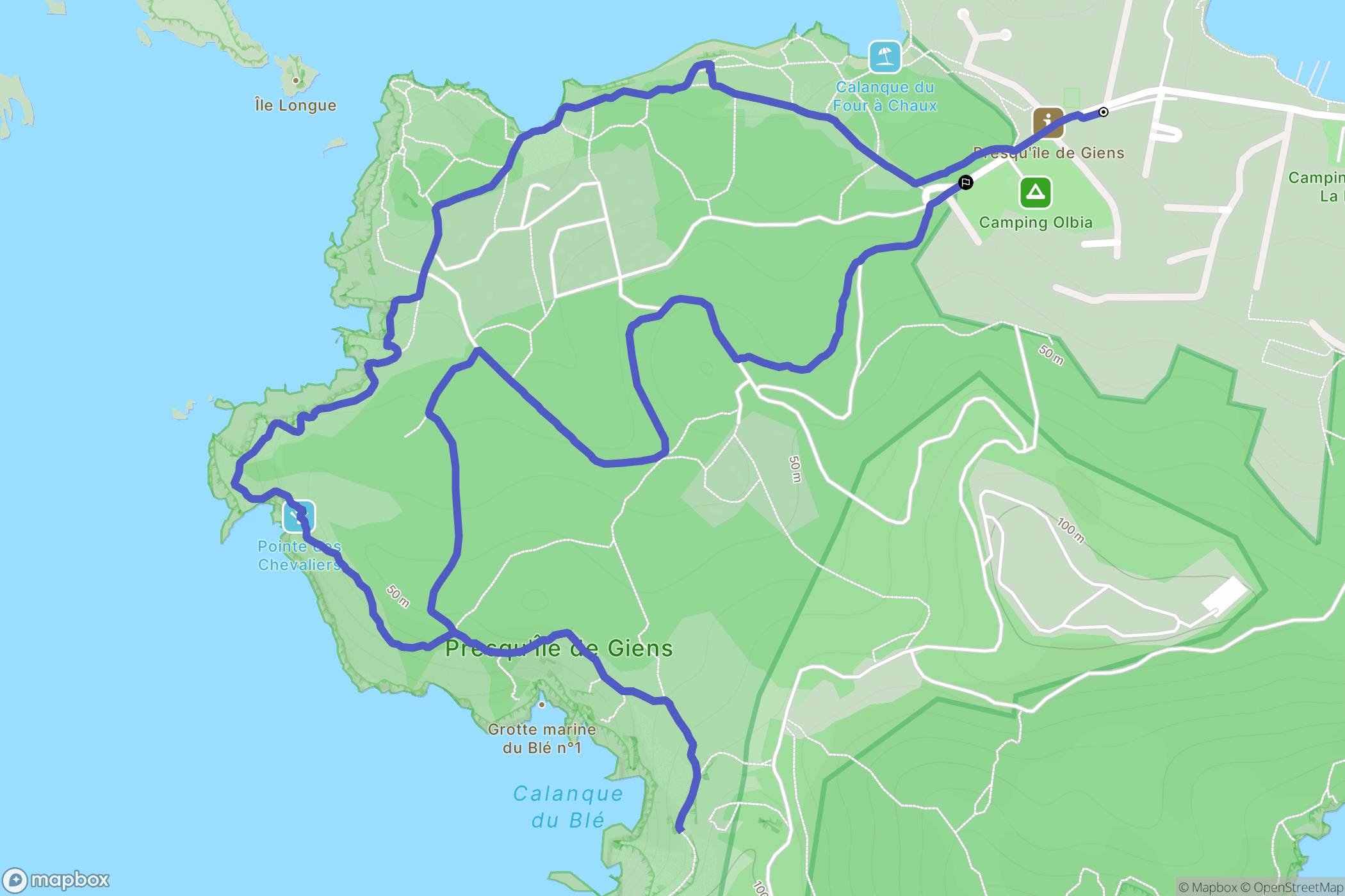 Hyères : carte du parcours de randonnée - France