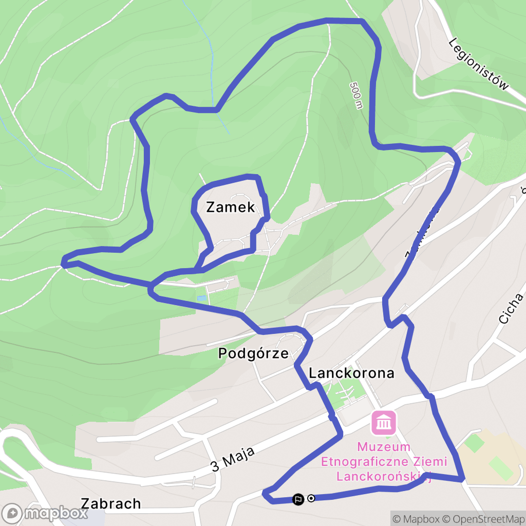 Lanckorona: mapa trasy - Poland
