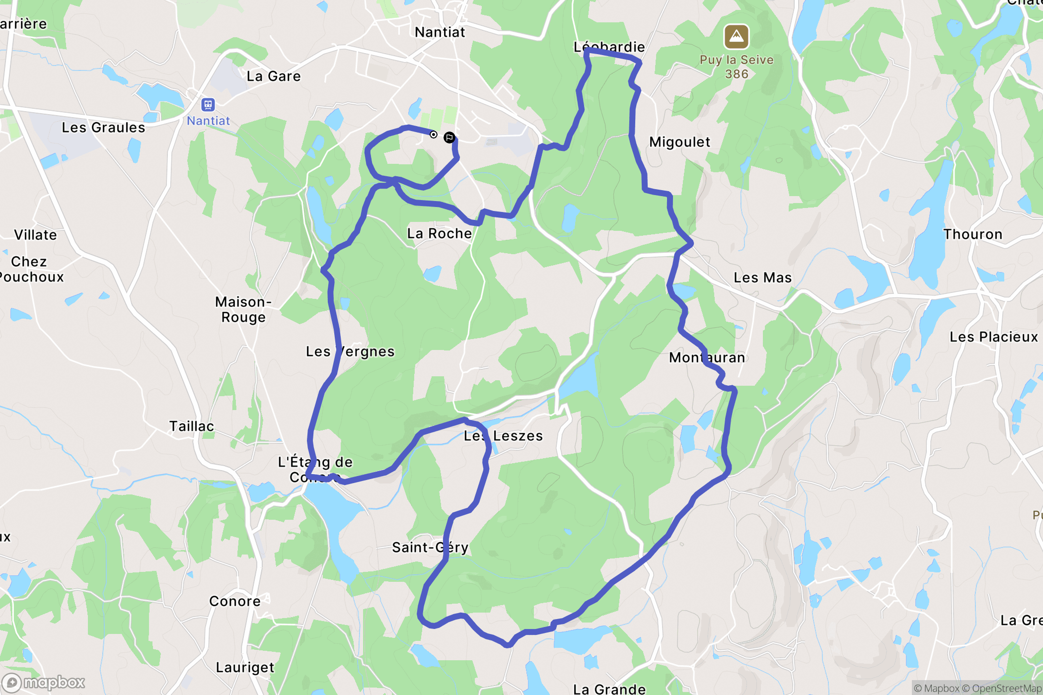 Nantiat : carte du parcours de randonnée - France