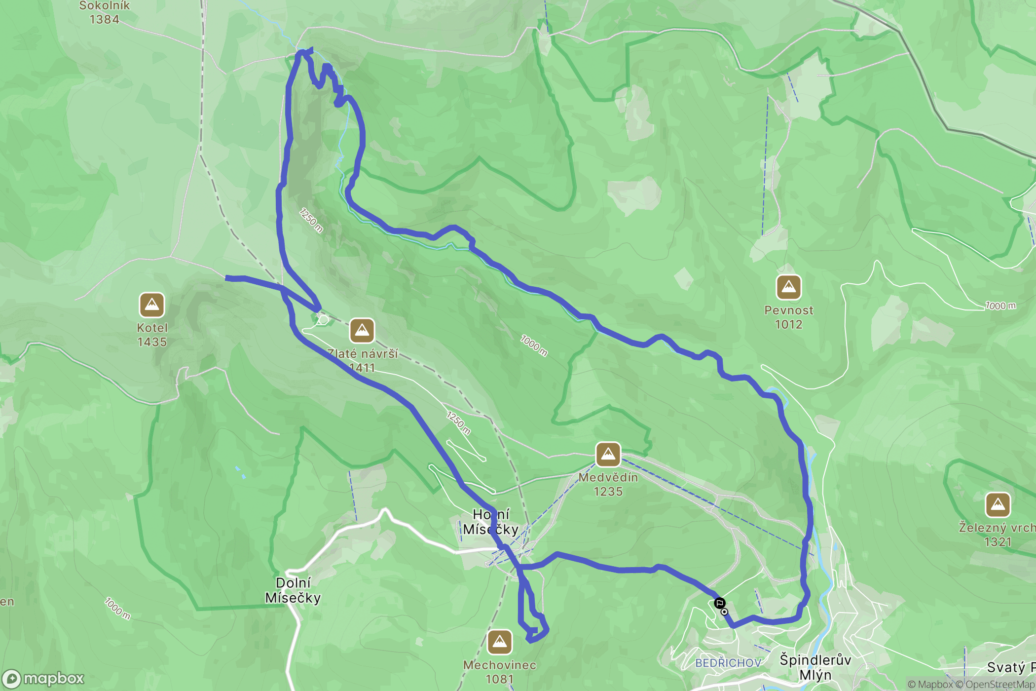 Špindlerův Mlýn: mapa trasy - Czechia