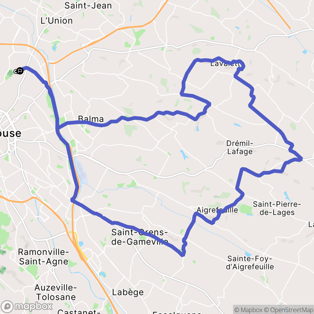Toulouse : carte du parcours de randonnée - France