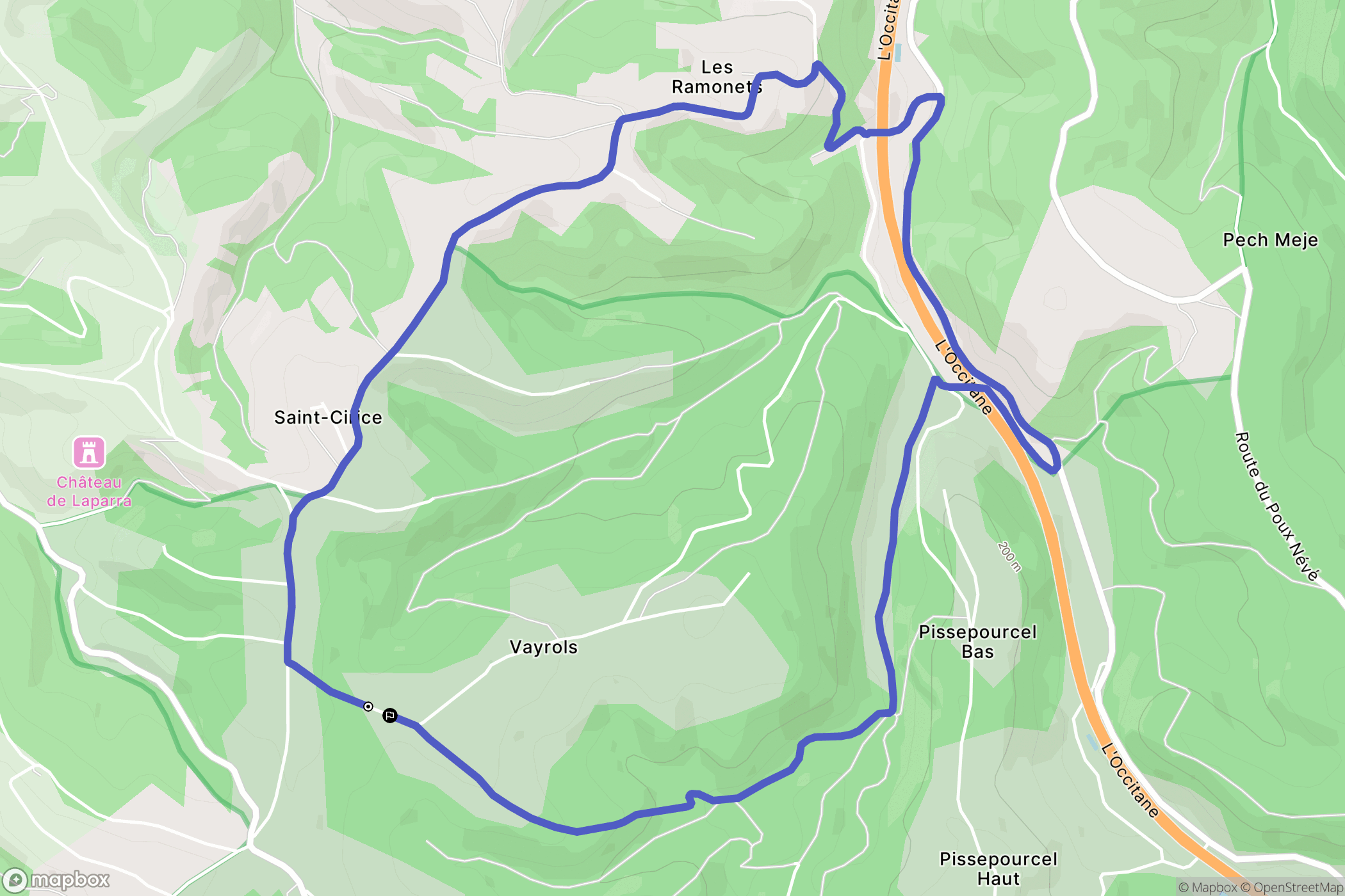 Flaujac-Poujols : carte du parcours de randonnée - France