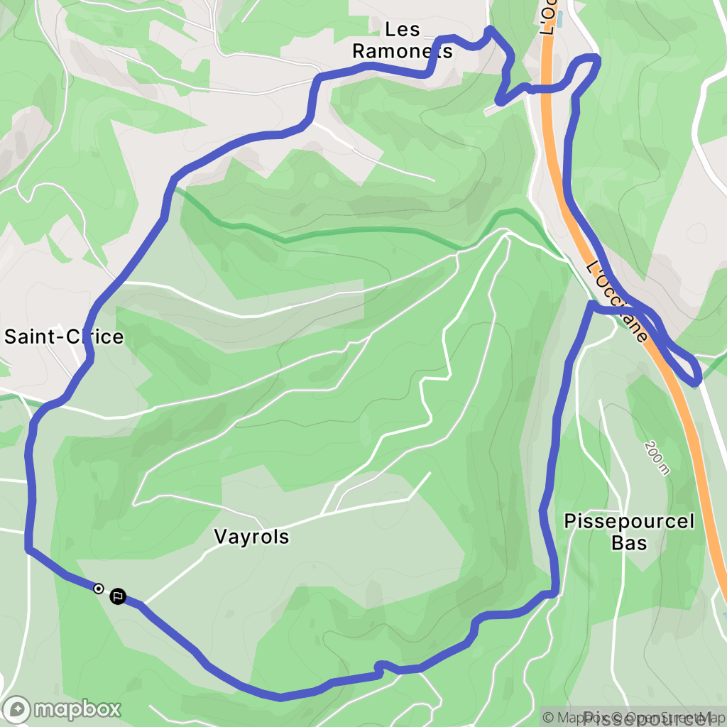 Flaujac-Poujols : carte du parcours de randonnée - France