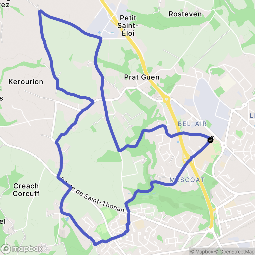 Landerneau : carte du parcours de randonnée - France