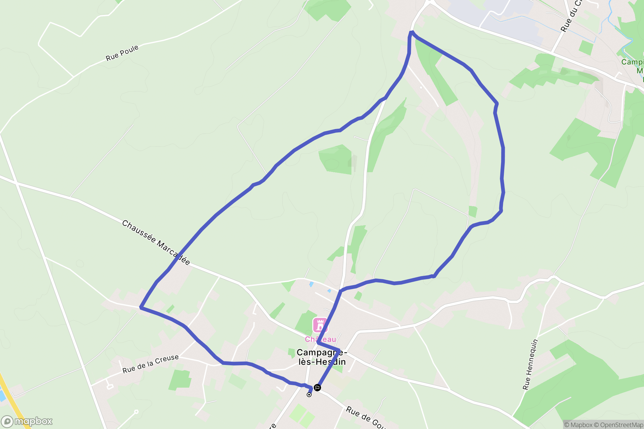 Campagne-lès-Hesdin : carte du parcours de randonnée - France