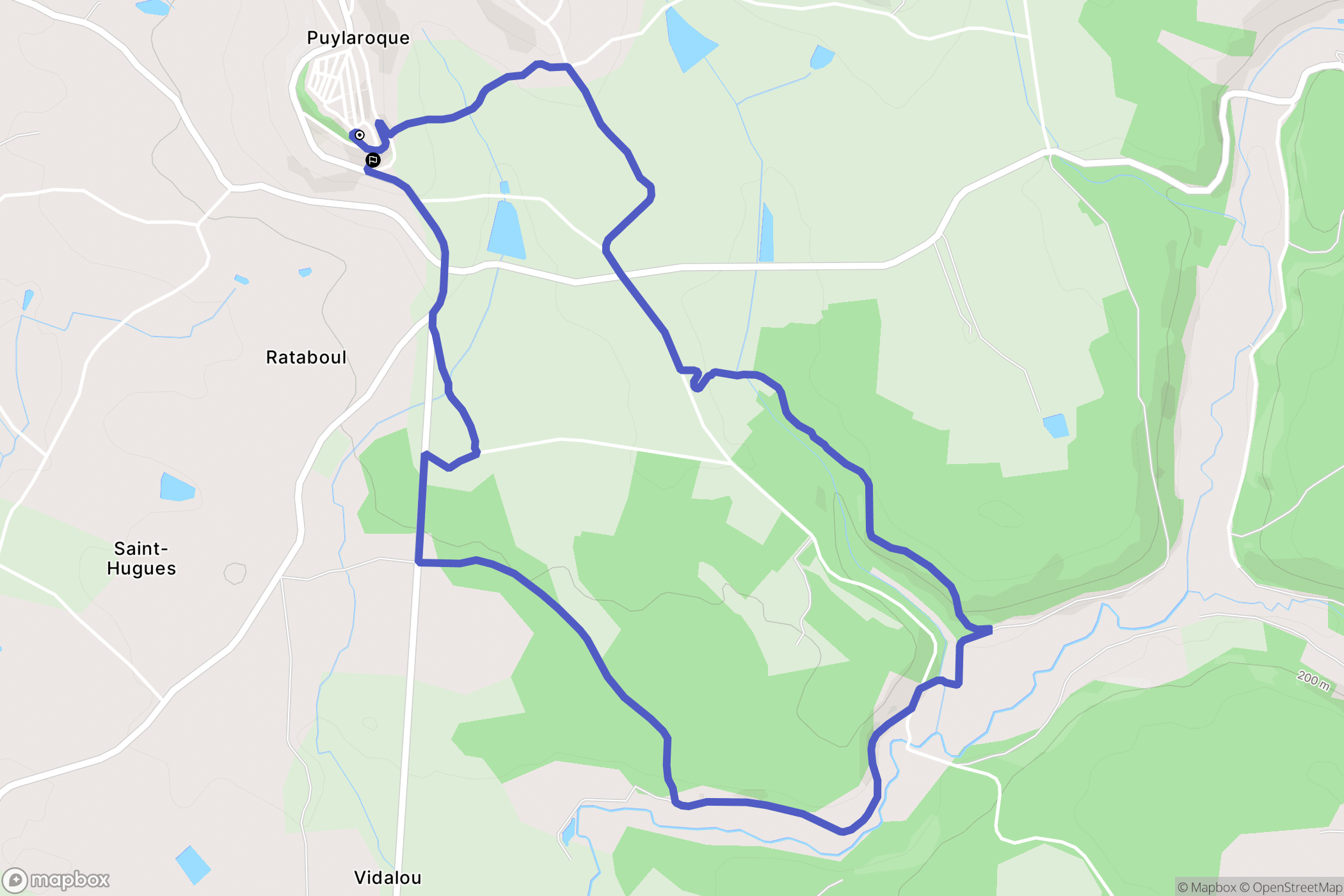 Puylaroque : carte du parcours de randonnée - France