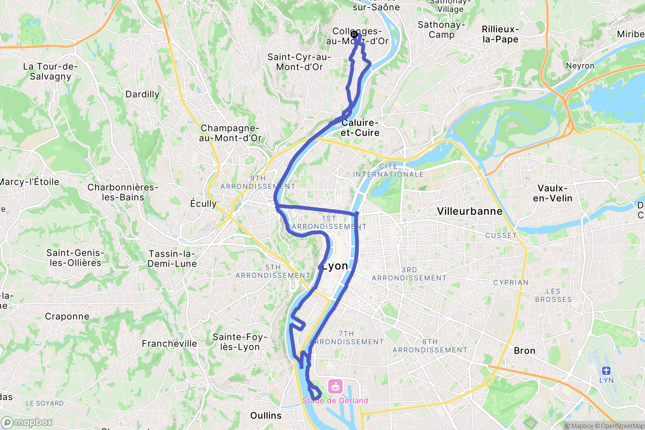 Collonges-au-Mont-d'Or : carte du parcours de randonnée - France
