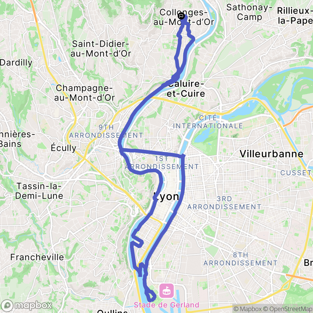 Collonges-au-Mont-d'Or : carte du parcours de randonnée - France