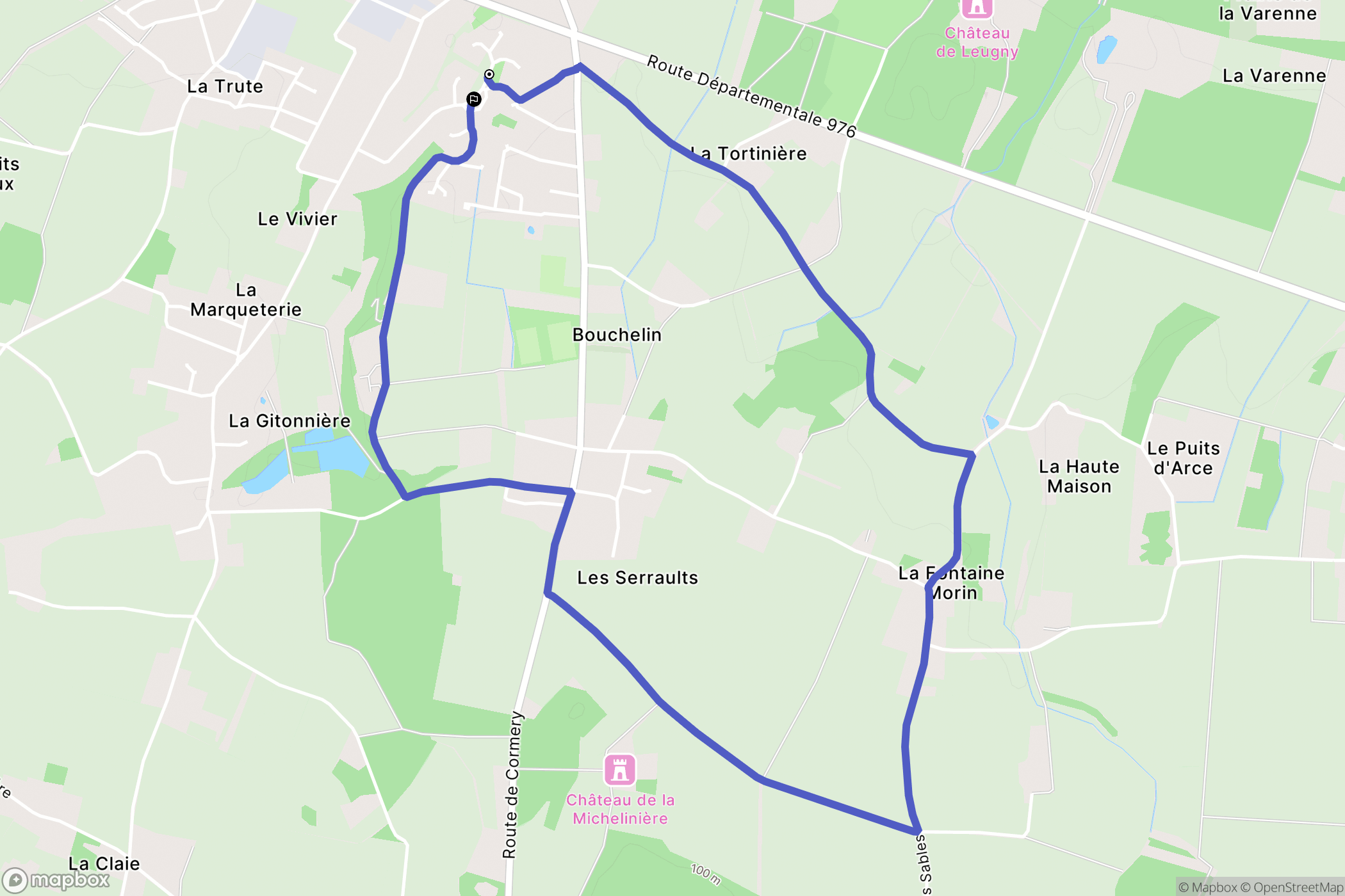 Azay-sur-Cher : carte du parcours de randonnée - France