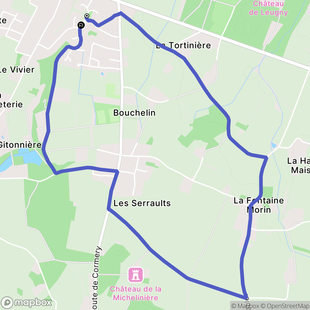 Azay-sur-Cher : carte du parcours de randonnée - France