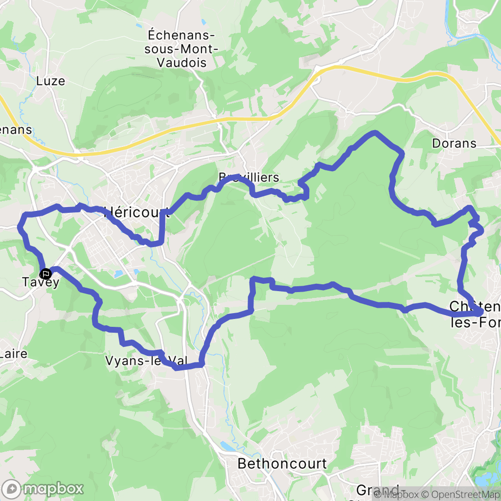 Héricourt : carte du parcours de randonnée - France