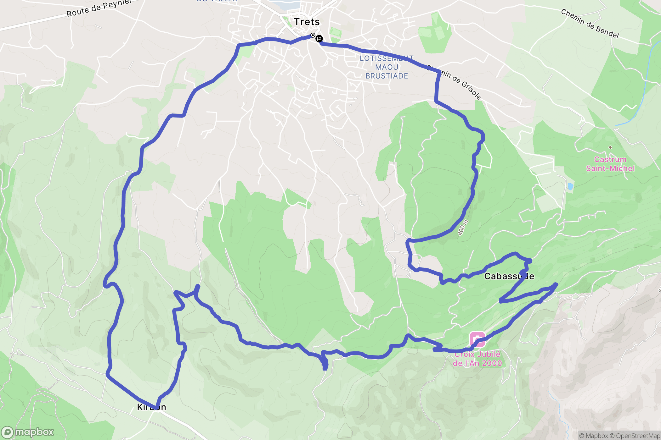 Trets : carte du parcours de randonnée - France