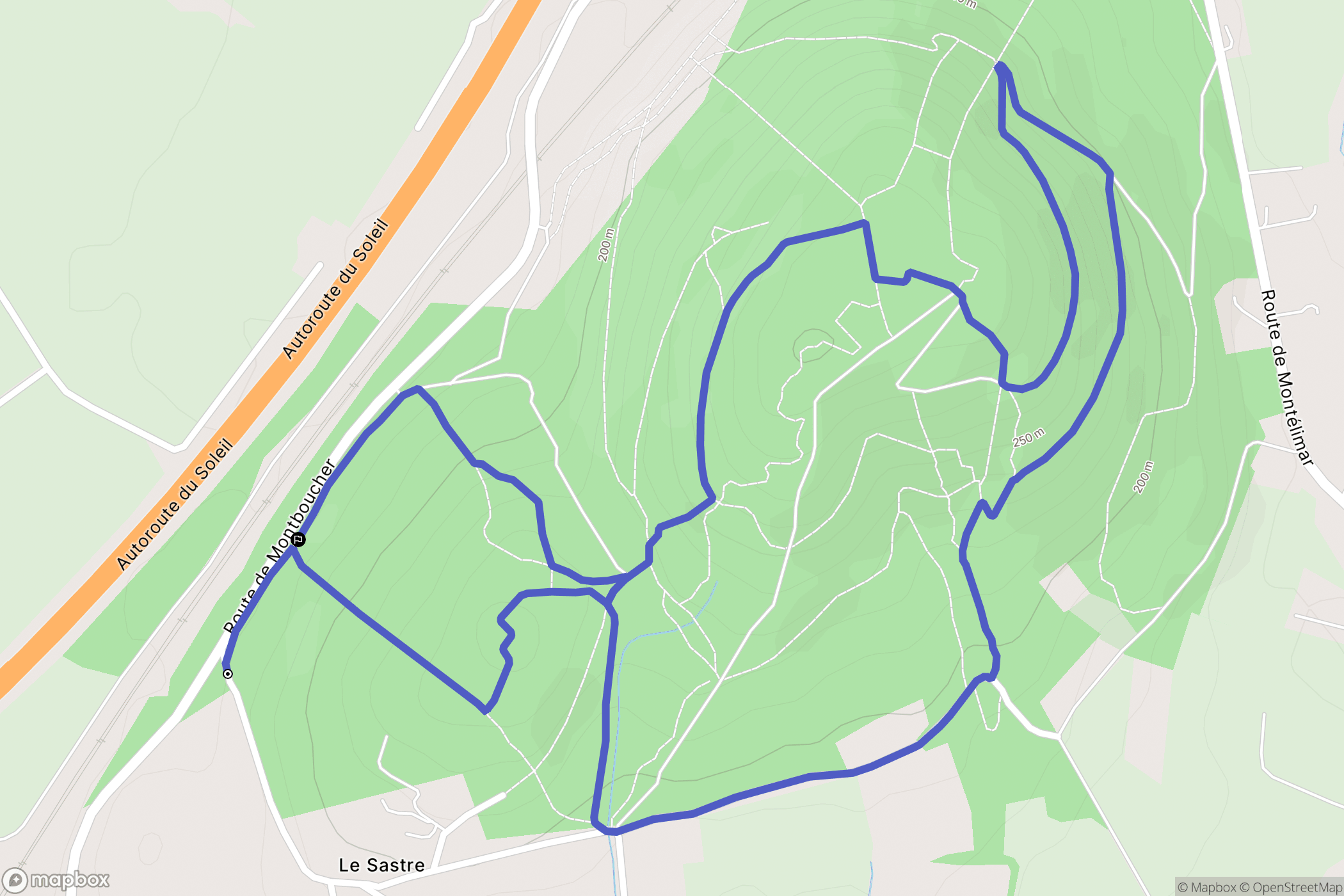 Allan : carte du parcours de randonnée - France