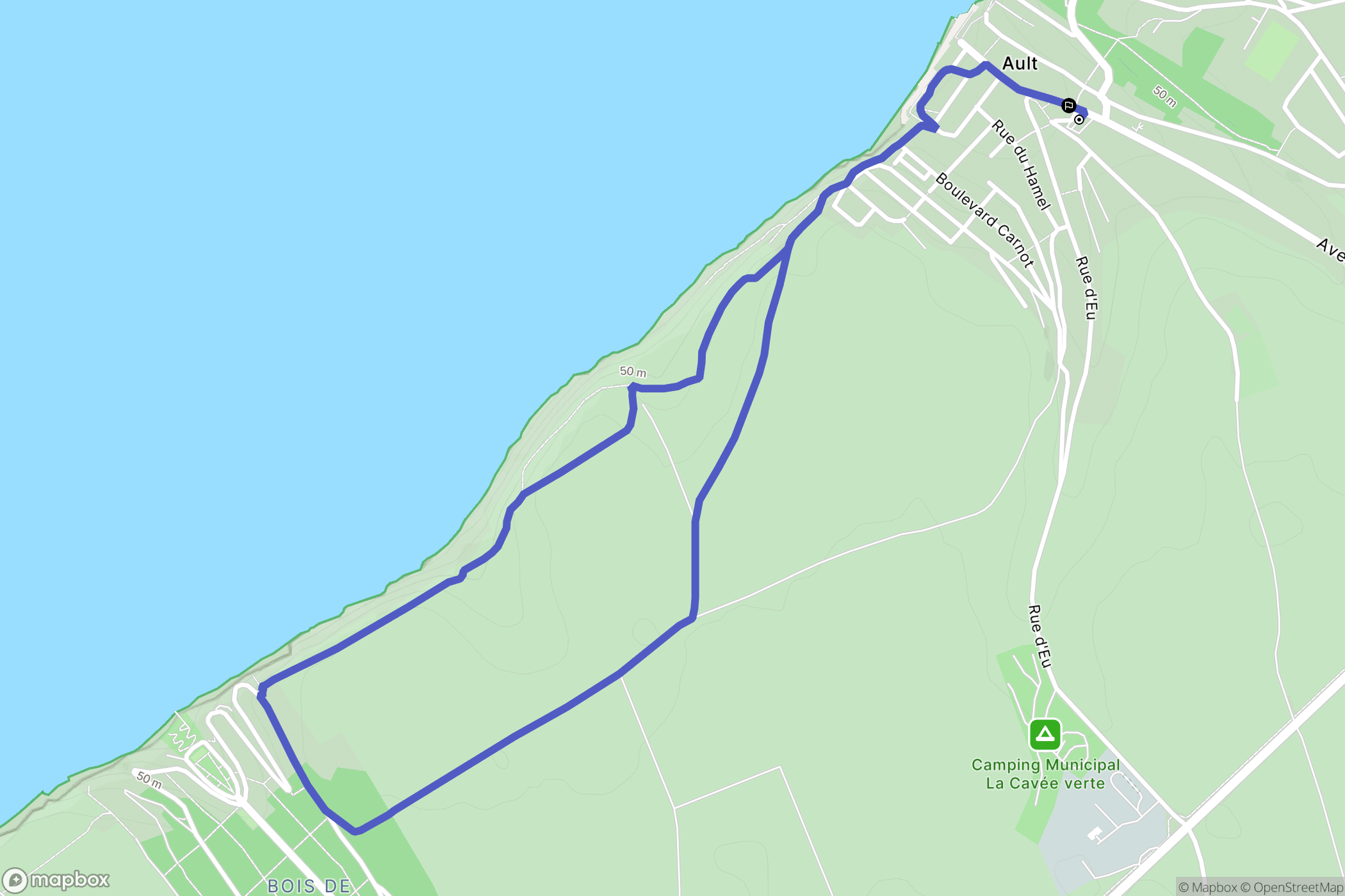 Ault : carte du parcours de randonnée - France