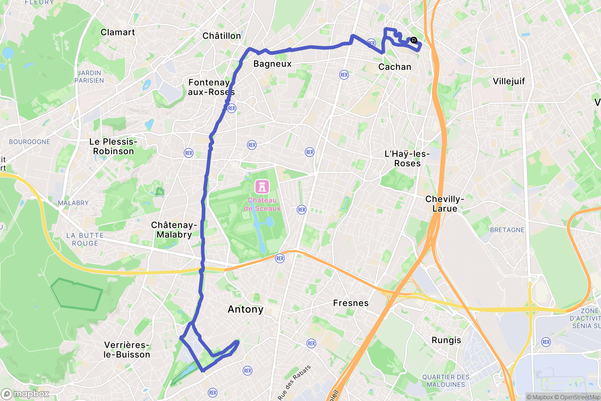 Arcueil : carte du parcours de randonnée - France