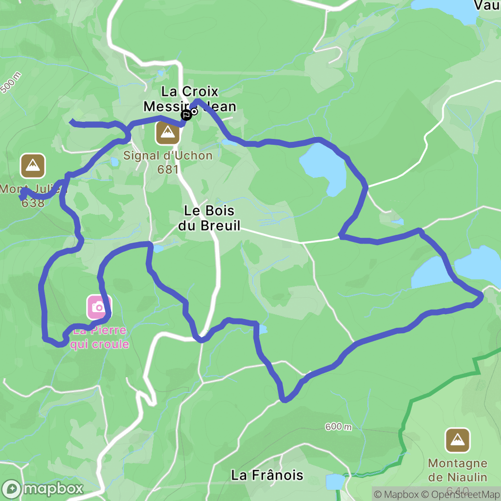 Uchon : carte du parcours de randonnée - France