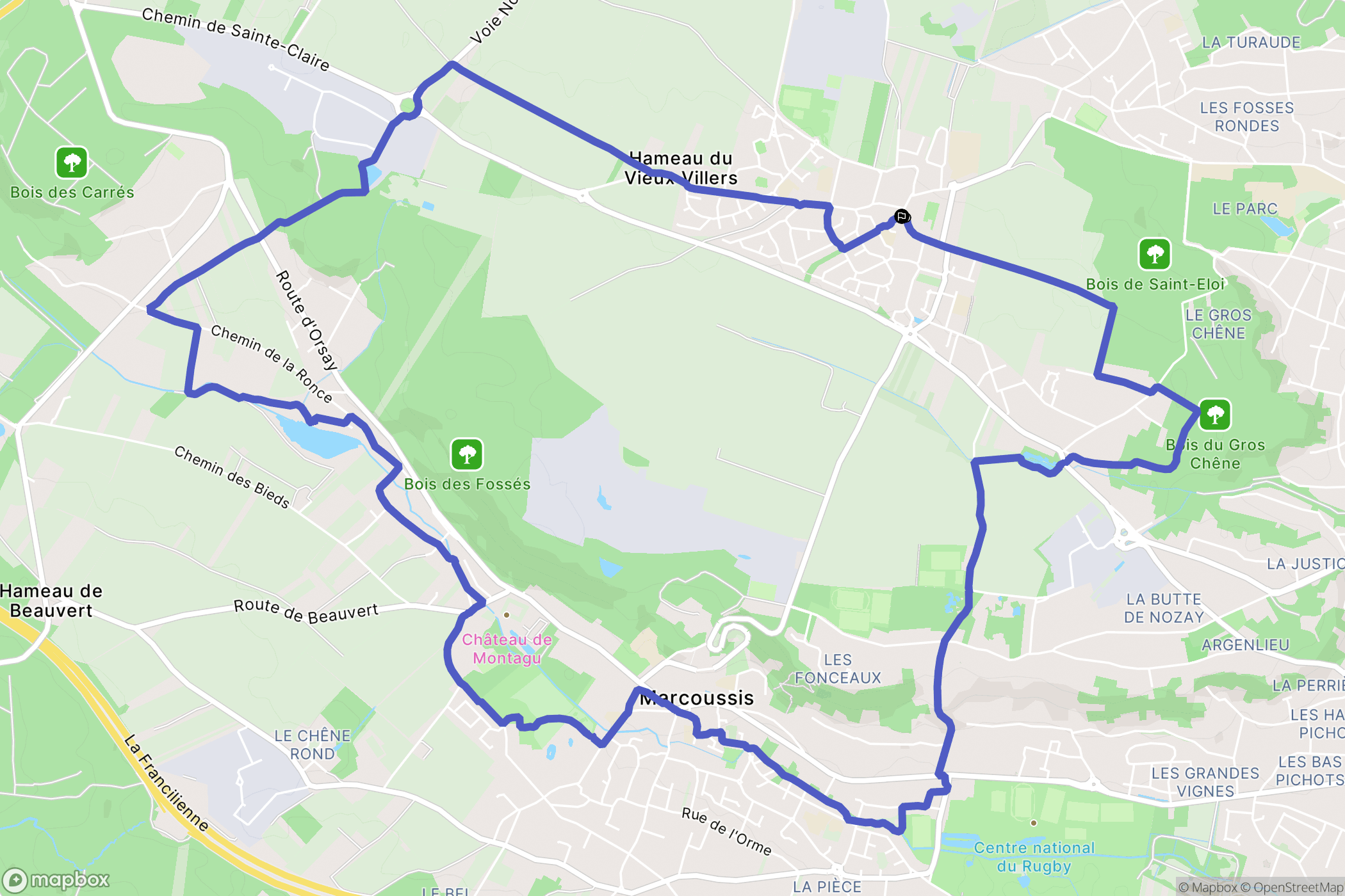 Nozay : carte du parcours de randonnée - France
