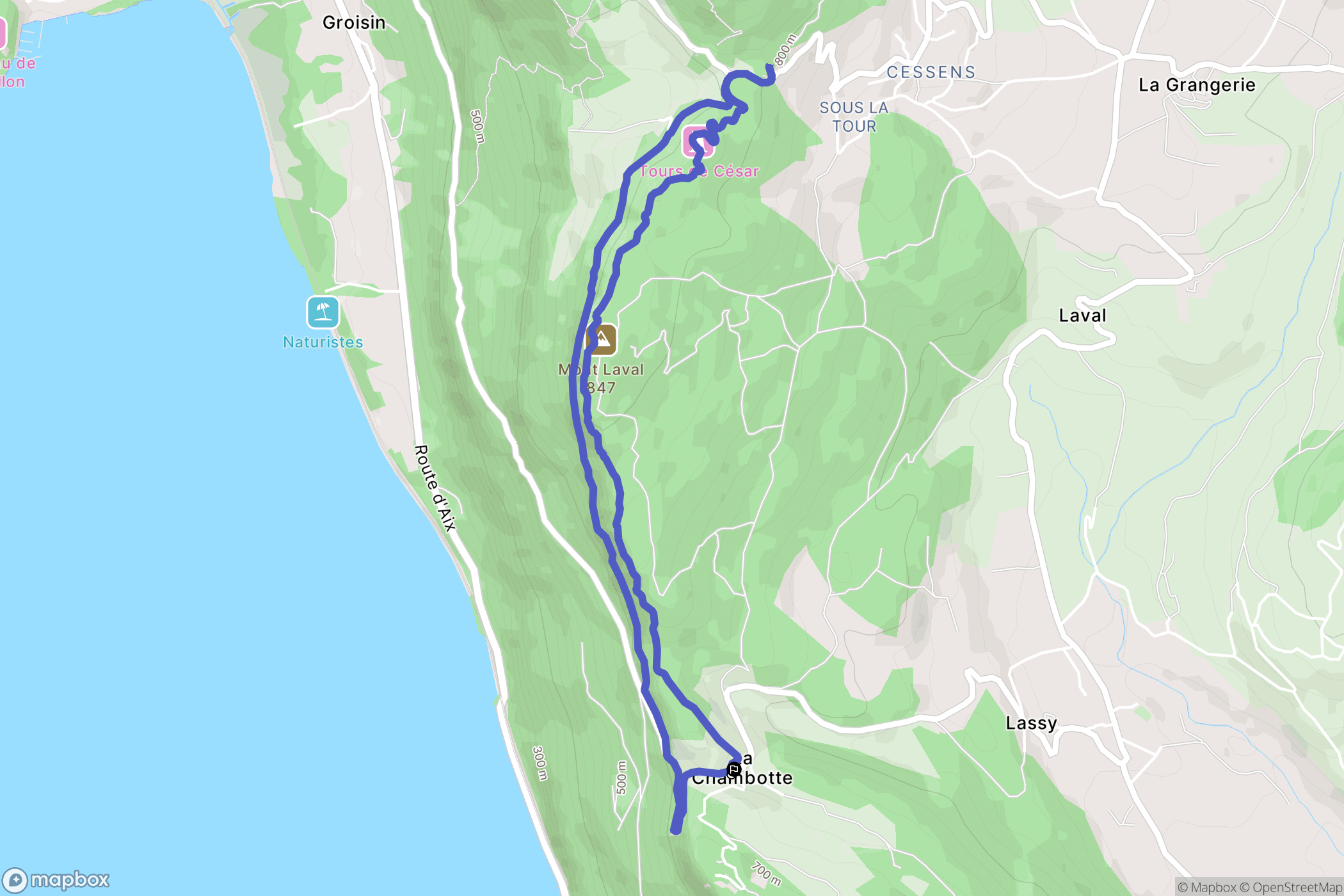 Entrelacs : carte du parcours de randonnée - France