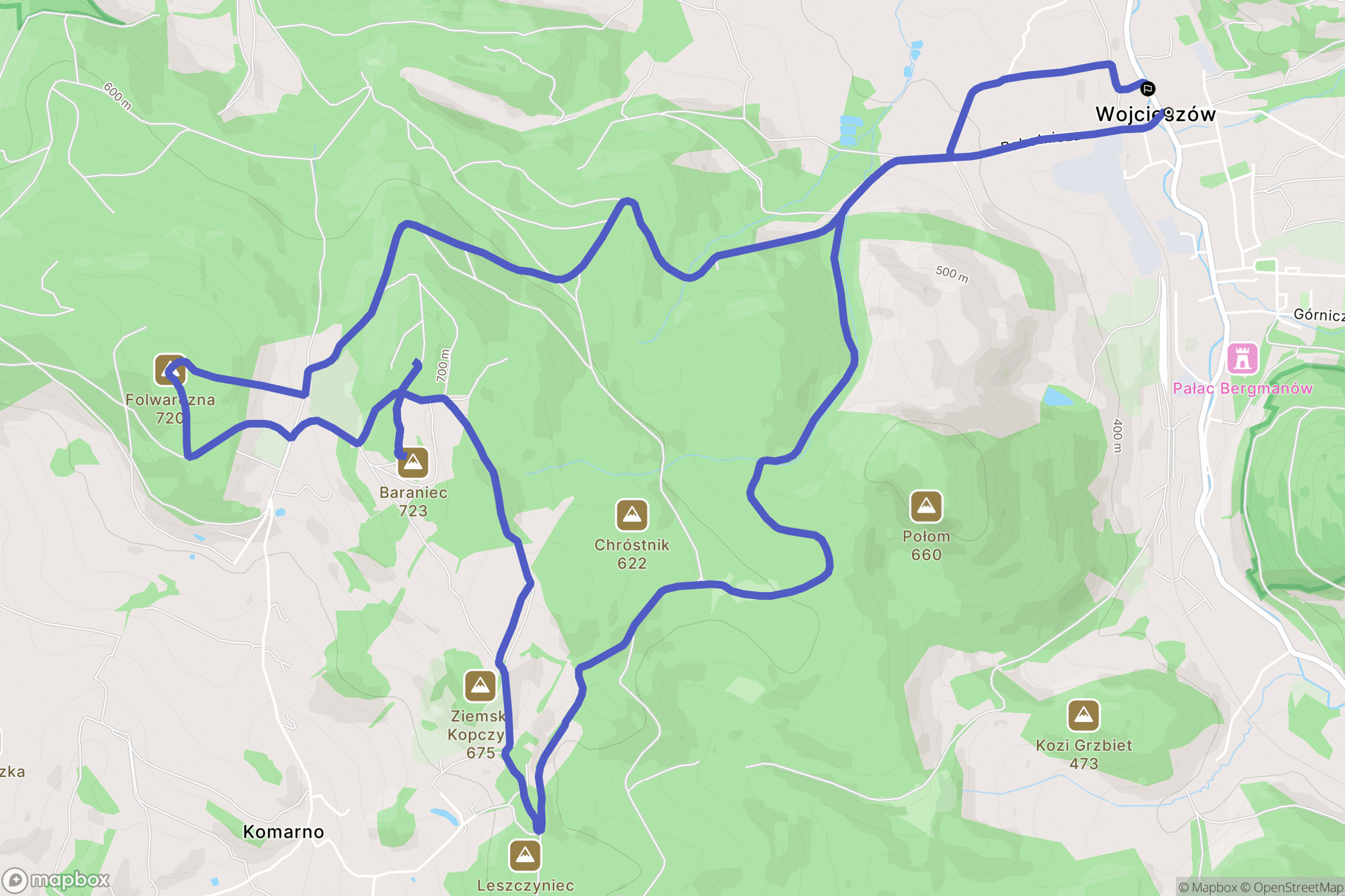 Wojcieszów: mapa trasy - Poland