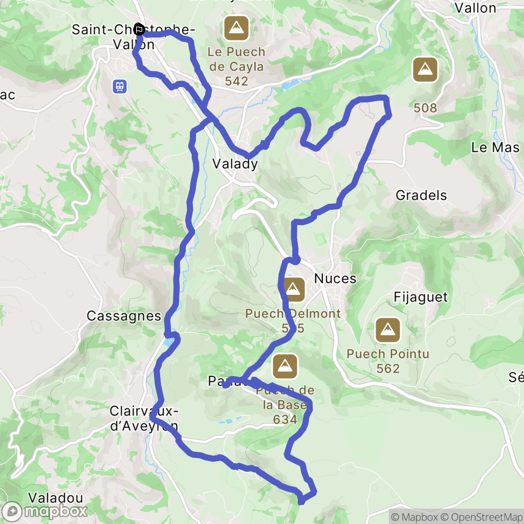 Saint-Christophe-Vallon : carte du parcours de randonnée - France